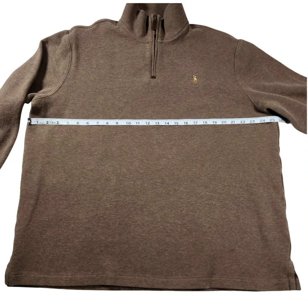 Polo Ralph Lauren Mens Quarter Zip Pullover Sweater‎ Brown XXL Logo Embroidered